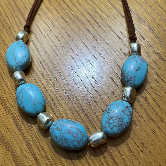 Robert Lee Morris Silver and Turquoise Leather necklace - Picture 4 of 5